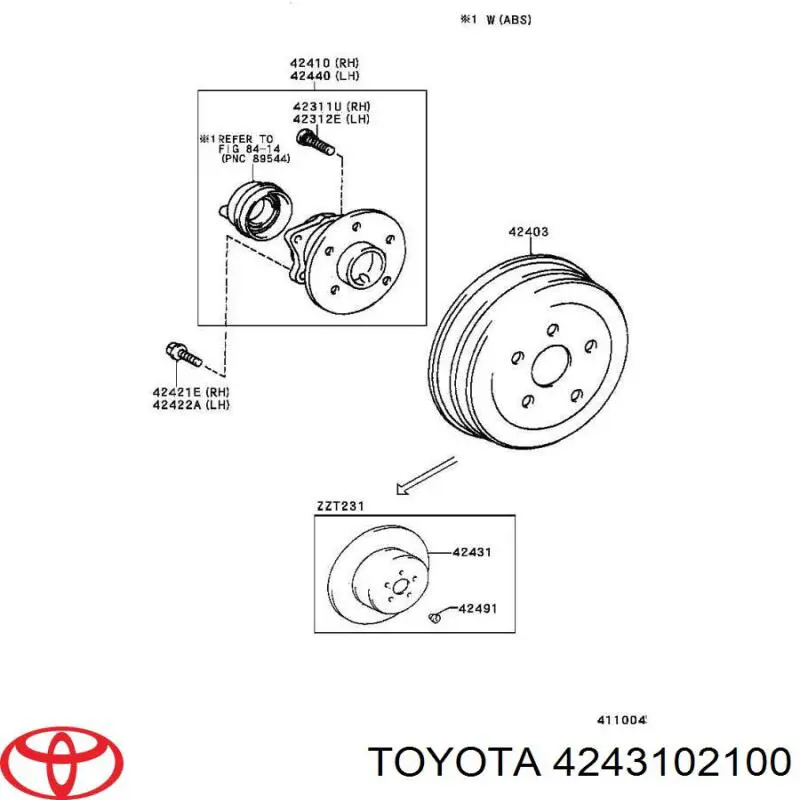 Tambor de freno trasero Toyota Corolla (E12U)