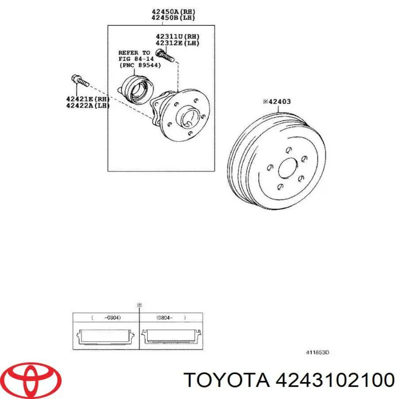 Tambor de freno trasero Toyota Corolla hatchback (E12U) (2002 - 2006) precio, desde 15,19 EUR