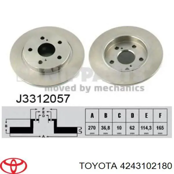 Disco de freno trasero Toyota Auris E15