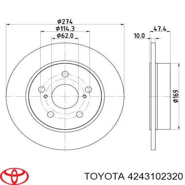 Disco de freno trasero Toyota 4243102320 precio, desde 42,56 EUR