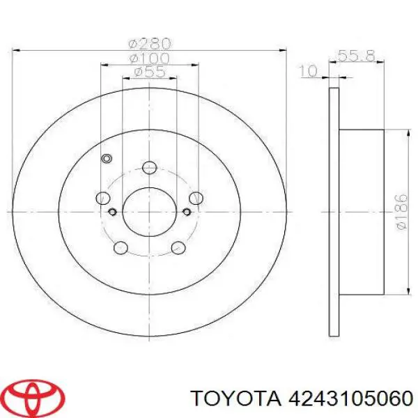 Comprar 4243105060 Toyota Disco de freno trasero
