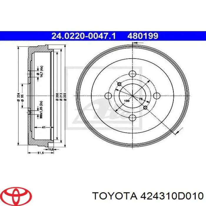 424310D010 Toyota freno de tambor trasero