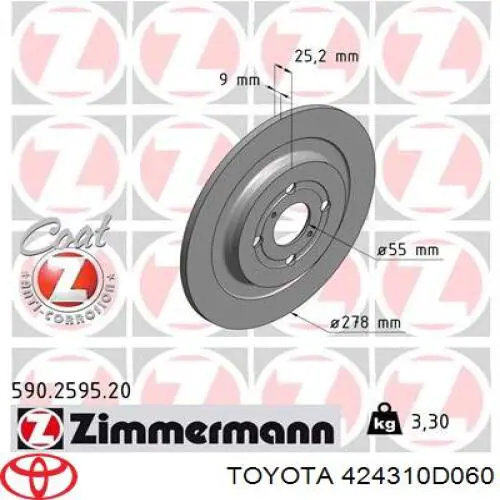 Comprar 424310D060 Toyota Disco de freno trasero