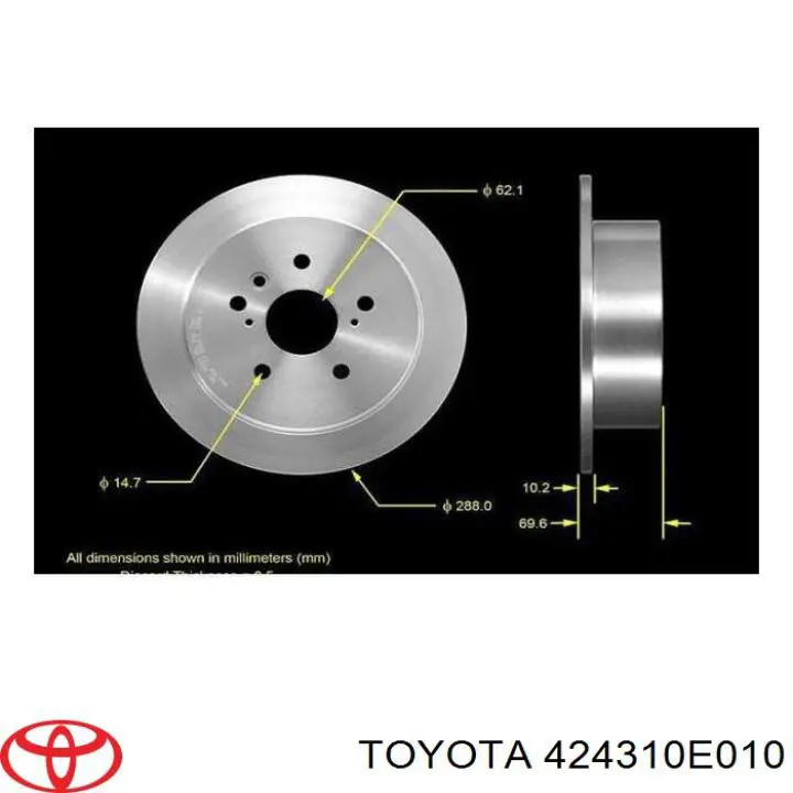 424310E010 Toyota disco de freno trasero