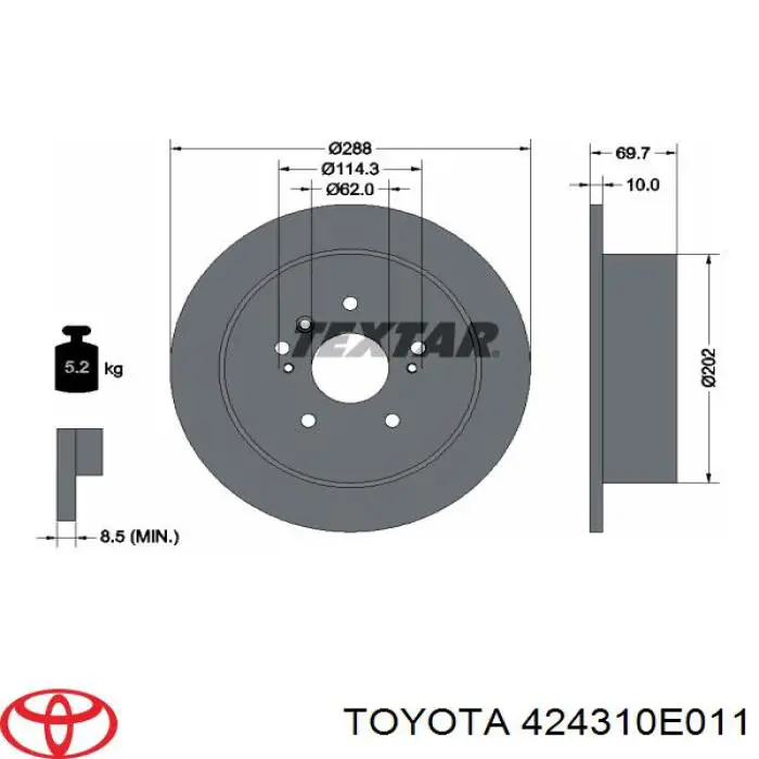 Comprar 424310E011 Toyota Disco de freno trasero
