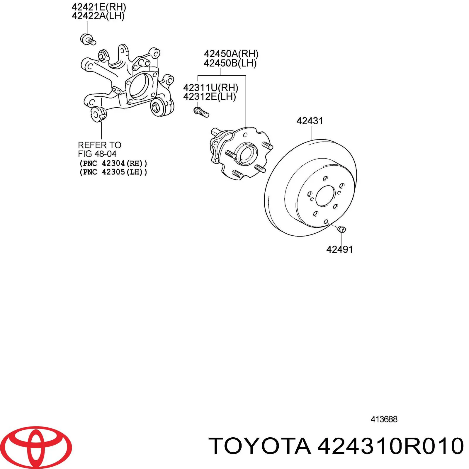 424310R010 Toyota disco de freno trasero