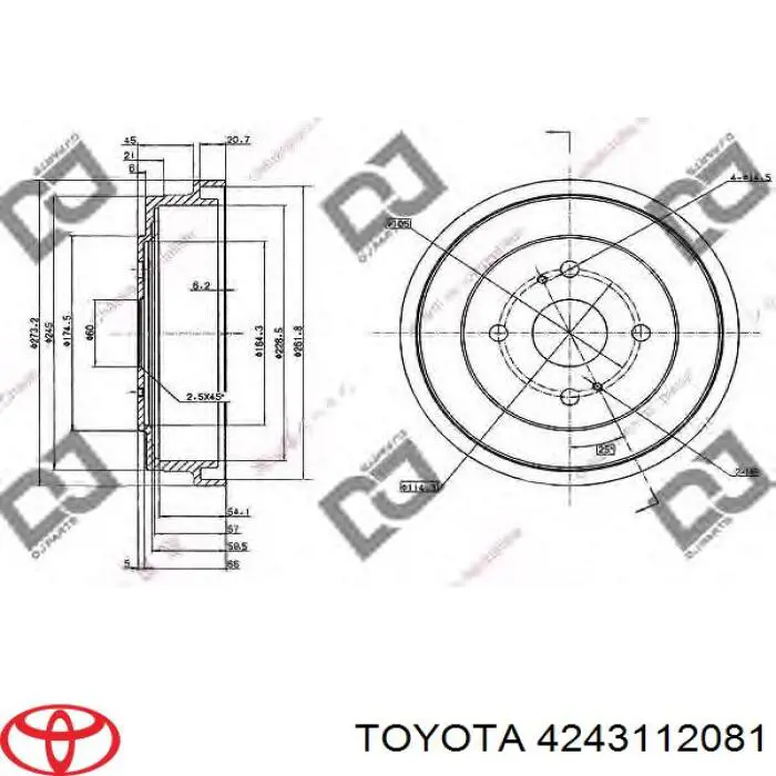 4243112081 Toyota freno de tambor trasero