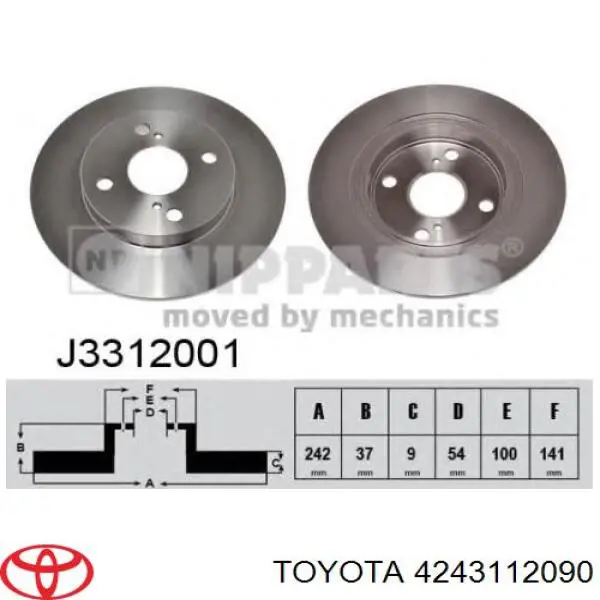 Disco de freno trasero Toyota Corolla E8