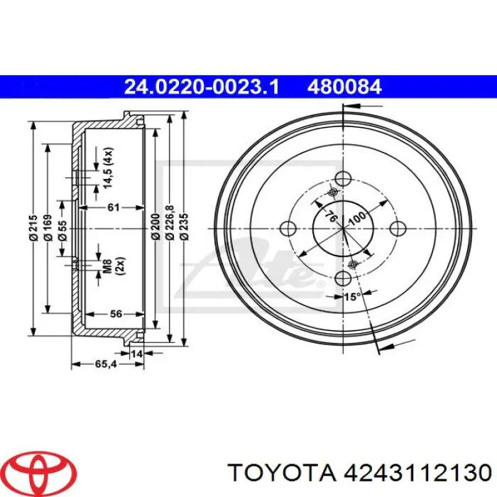 4243112130 Toyota Tambor de freno trasero