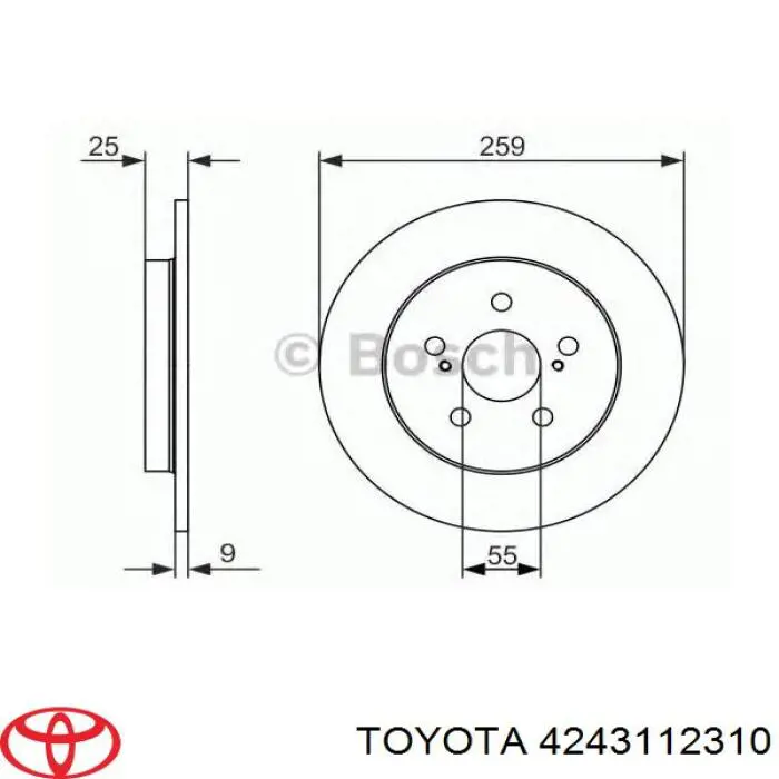 Disco de freno trasero 4243112310 Toyota