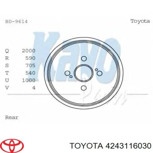 4243116030 Toyota freno de tambor trasero