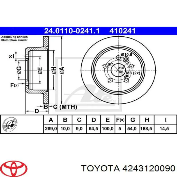 4243120090 Toyota disco de freno trasero