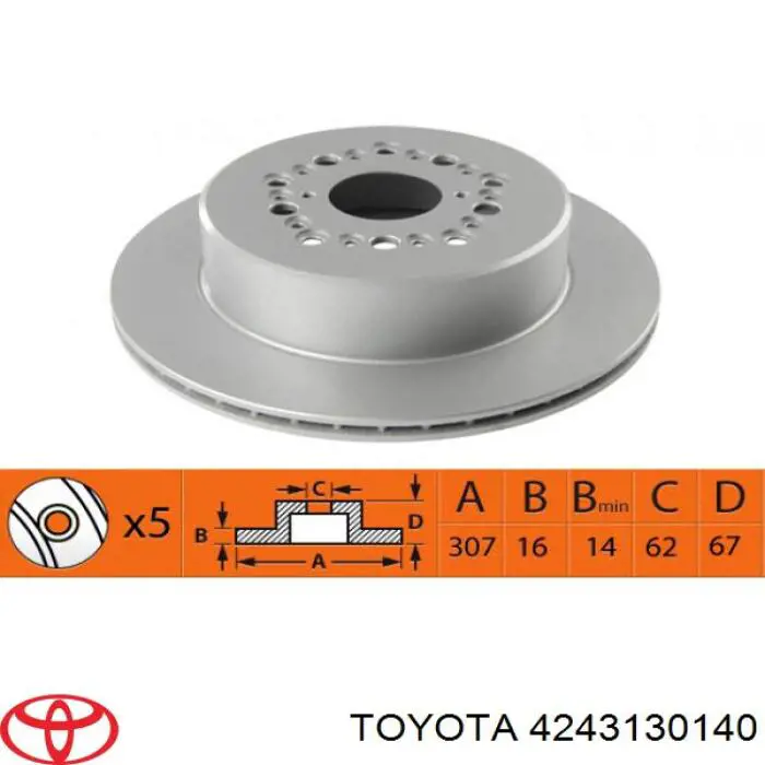4243130140 Toyota disco de freno trasero