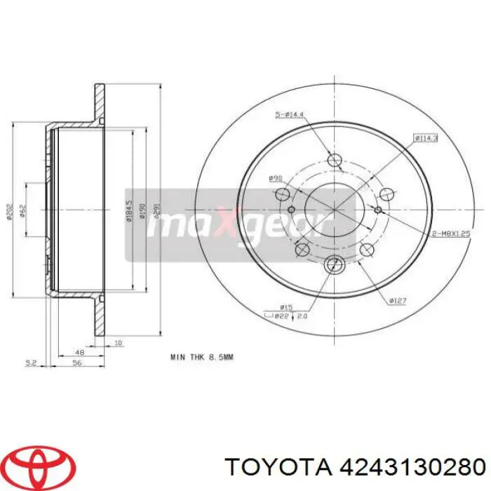 Comprar 4243130280 Toyota Disco de freno trasero