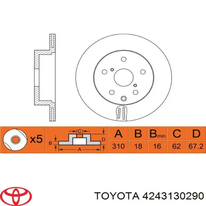 Disco de freno trasero Toyota 4243130290 precio, desde 55,74 EUR
