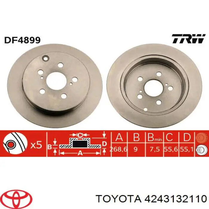 4243132110 Toyota disco de freno trasero