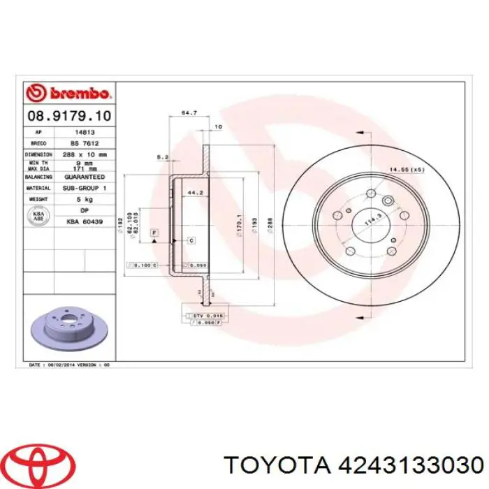Disco de freno trasero Toyota 4243133030 precio, desde 40,87 EUR