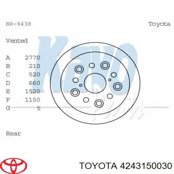 Disco de freno trasero Toyota 4243150030 precio, desde 54,82 EUR