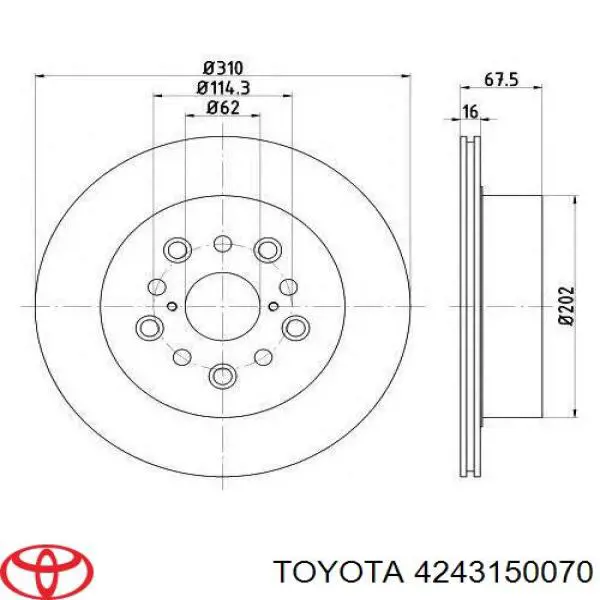 Disco de freno trasero Toyota 4243150070 precio, desde 54,82 EUR