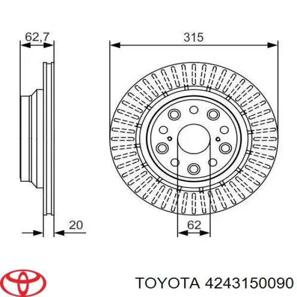 4243150090 Toyota Freno de disco trasero