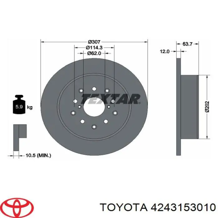 4243153010 Toyota disco de freno trasero