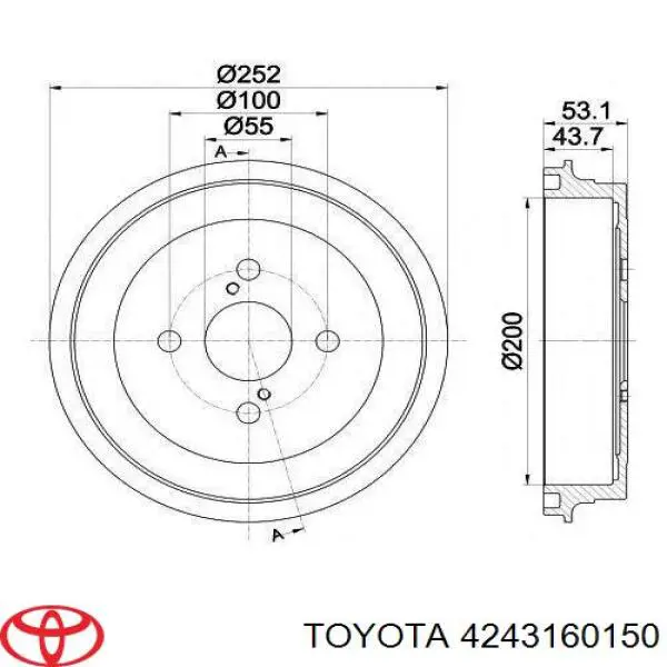 Tambor de freno trasero Toyota 4243160150 precio, desde 65,82 EUR