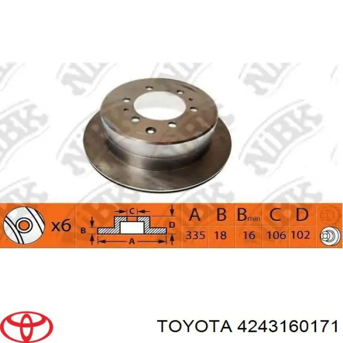 4243160171 Toyota disco de freno trasero