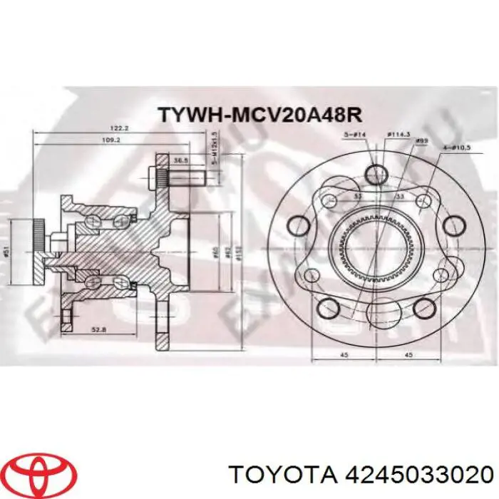 4245033020 Toyota cubo de rueda trasero