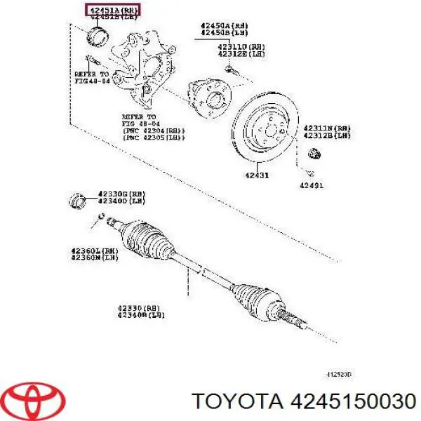 4245150030 Toyota anillo de rodadura, cubo de rueda
