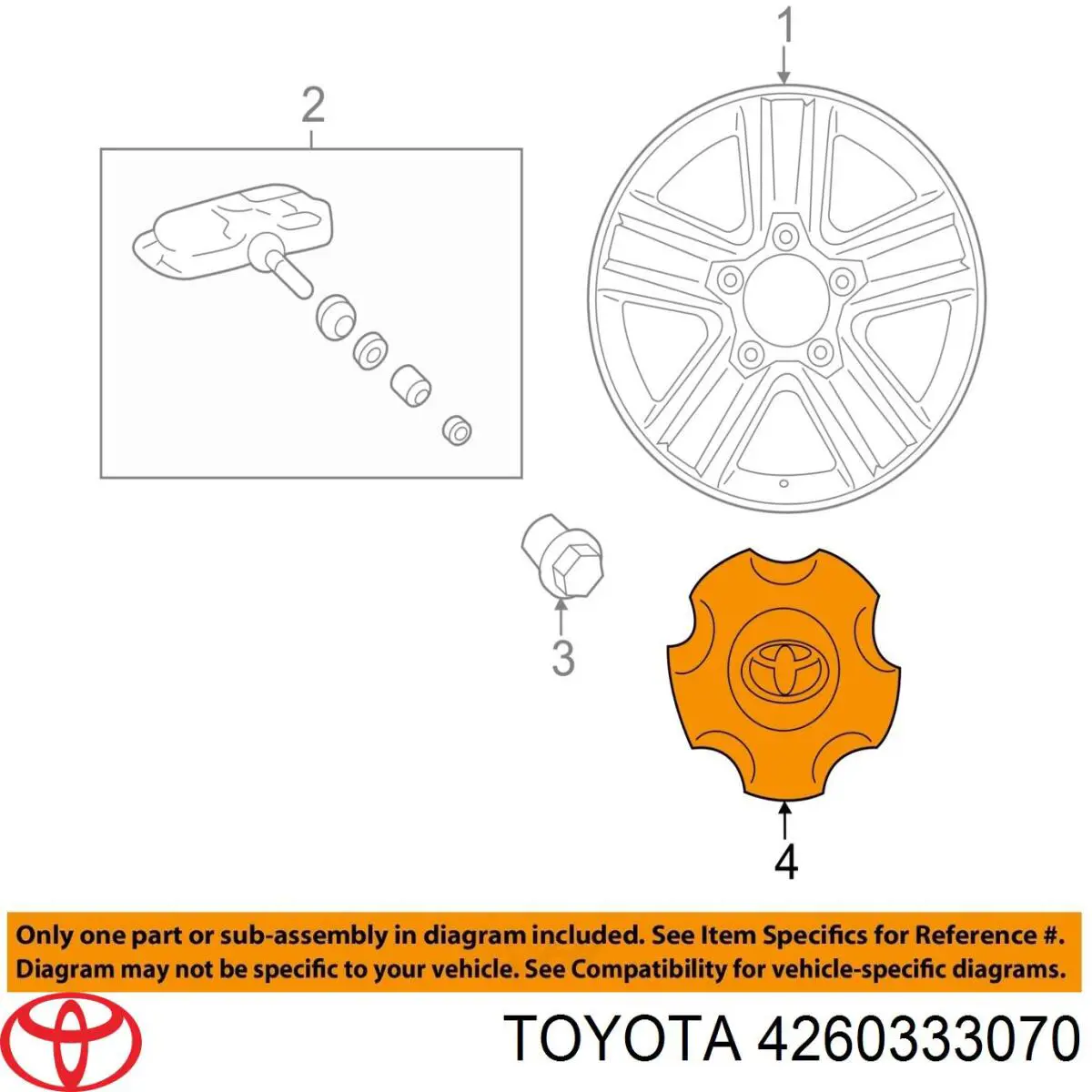 4260333070 Toyota tapacubos de ruedas