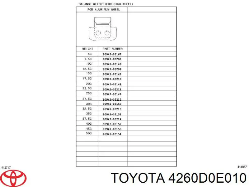 4260D0E010 Toyota ruedas de acero (estampado)