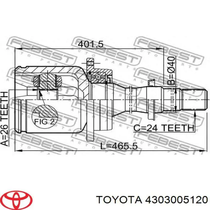 Junta homocinética interna delantera derecha Toyota 4303005120 precio, desde 84,48 EUR