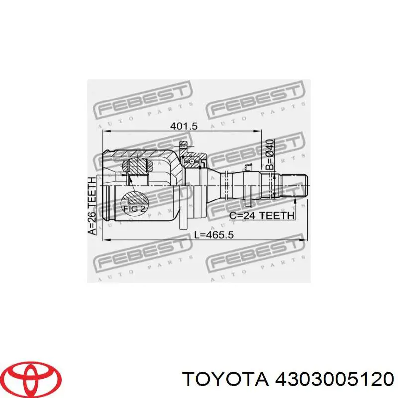 Comprar 4303005120 Toyota Junta homocinética interna delantera derecha