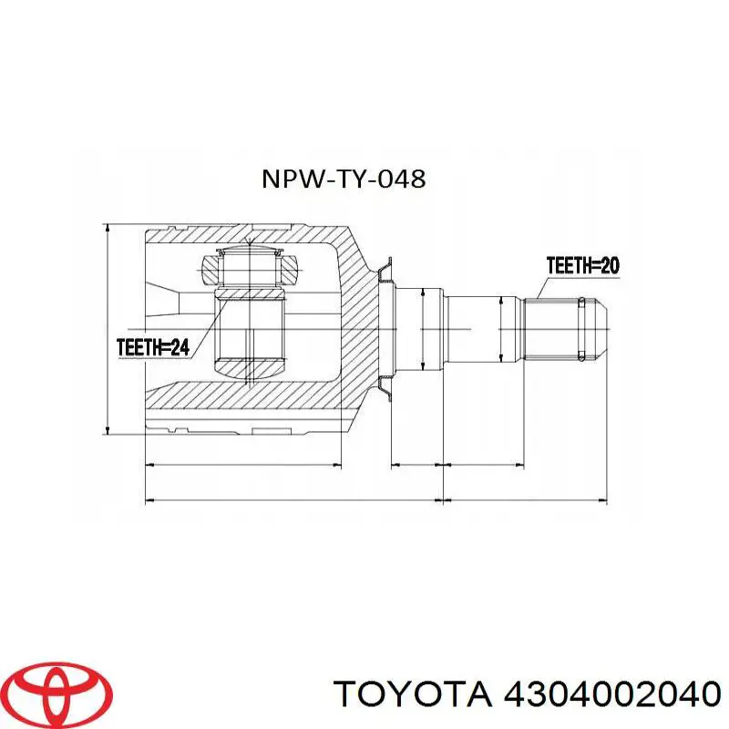 4304002040 Toyota junta homocinética interior delantera izquierda