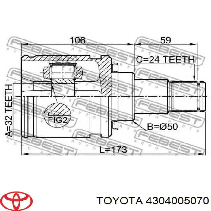 Comprar 4304005070 Toyota Junta homocinética interna delantera izquierda