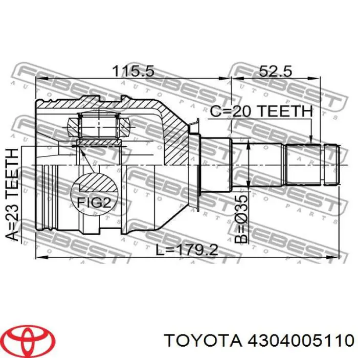 4304005110 Toyota junta homocinética interior delantera derecha