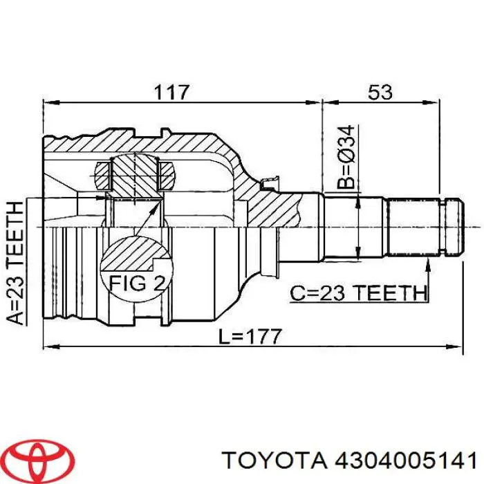 Junta homocinética interna delantera izquierda Toyota 4304005141 precio, desde 66,27 EUR
