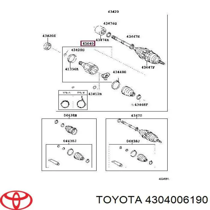 4304006190 Toyota junta homocinética interior delantera izquierda