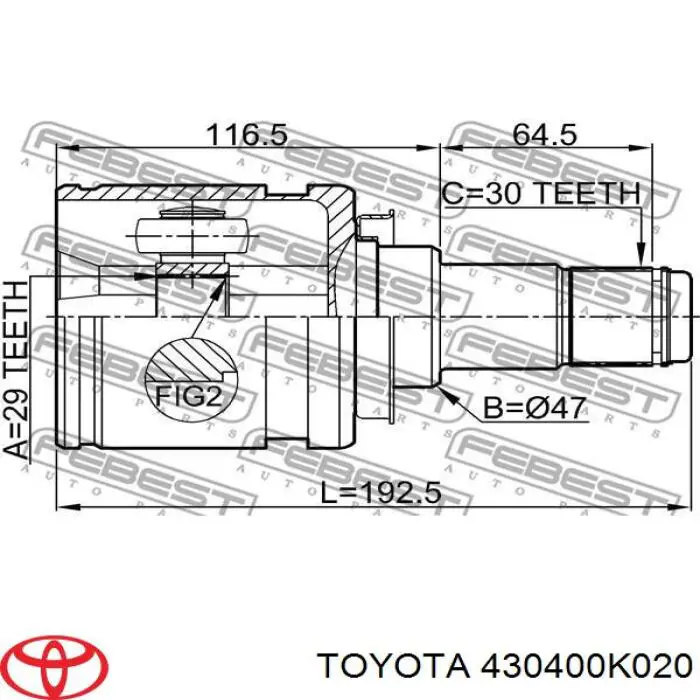 Junta homocinética interna delantera Toyota 430400K020 precio, desde 52,01 EUR