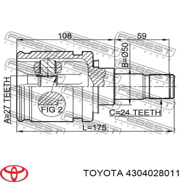 Junta homocinética interna delantera izquierda Toyota 4304028011 precio, desde 54,56 EUR