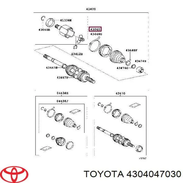 Junta homocinética interna delantera izquierda Toyota 4304047030 precio, desde 50,01 EUR