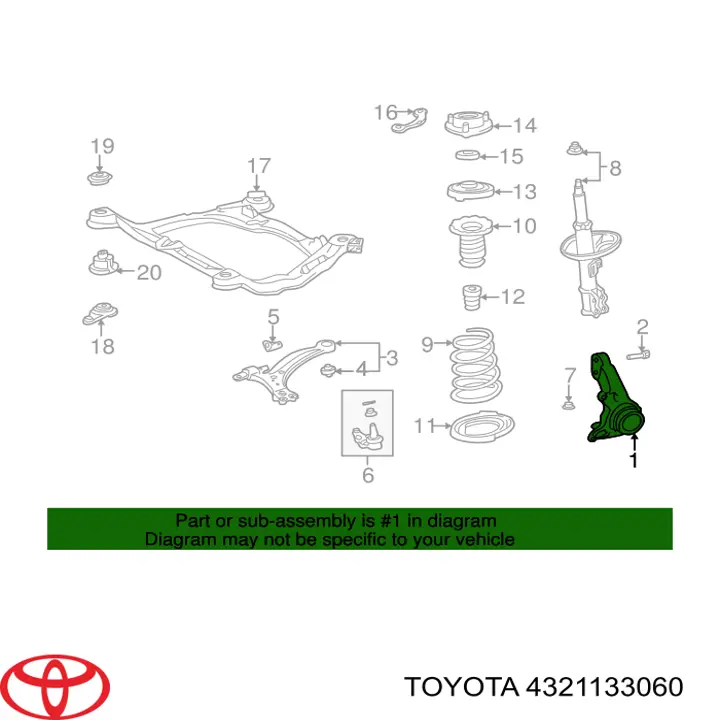Muñón del eje, soporte de rueda, delantero derecho para Toyota Camry (V20)