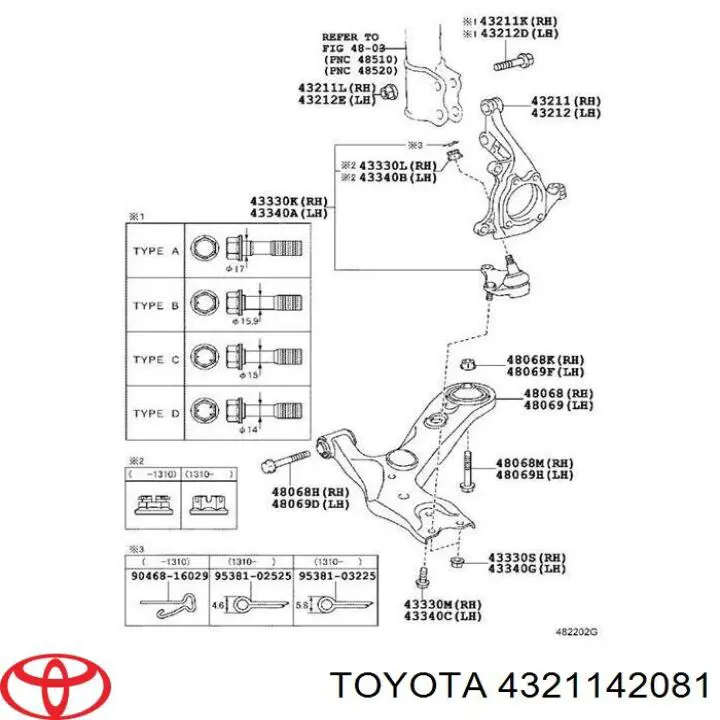 Mangueta delantera derecha Toyota 4321142081 precio, desde 60,38 EUR