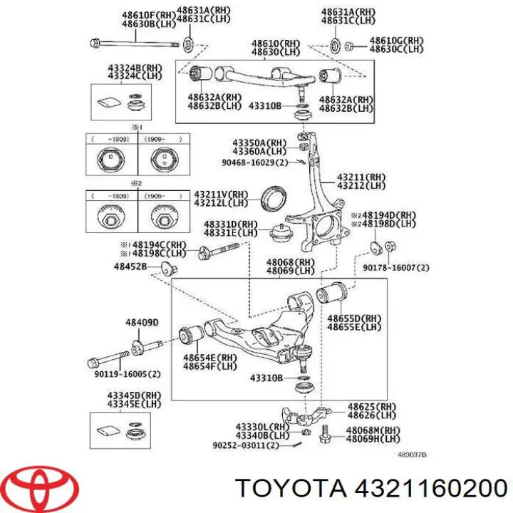 Comprar 4321160200 Toyota Mangueta delantera derecha