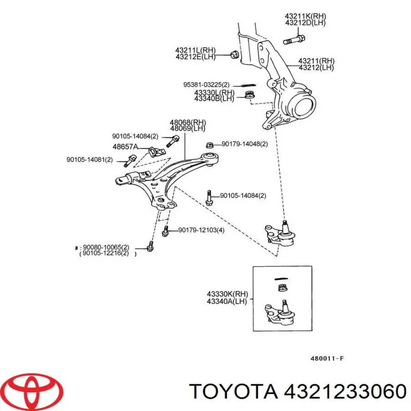 Muñón del eje, suspensión de rueda, delantero izquierdo para Toyota Camry (V20)