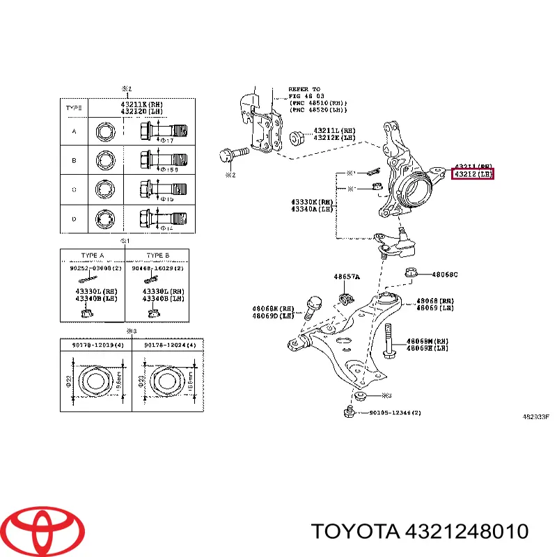 Mangueta delantera izquierda Toyota 4321248010 precio, desde 139,09 EUR