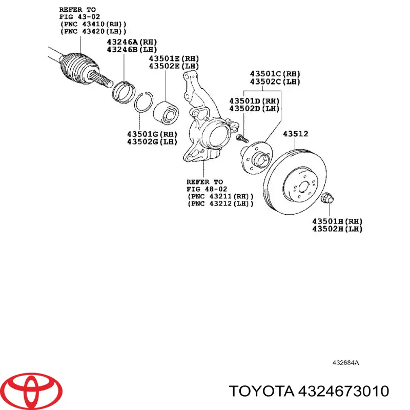 Anillo retén, cubo de rueda delantero para Toyota Camry (V50)