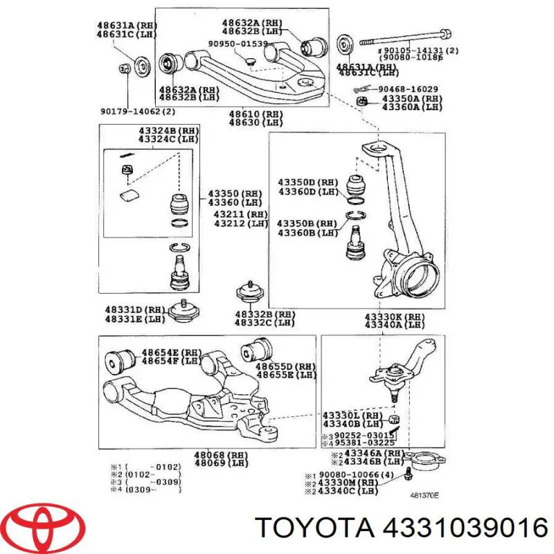 Rótula de suspensión 4331039016 Toyota