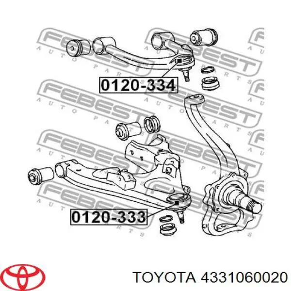 43310-60020 Toyota barra oscilante, suspensión de ruedas delantera, inferior derecha