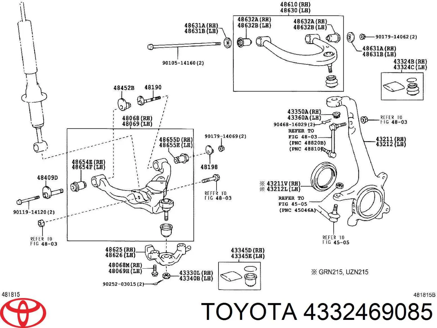 4332469085 Toyota fuelle soplador superior de rotula
